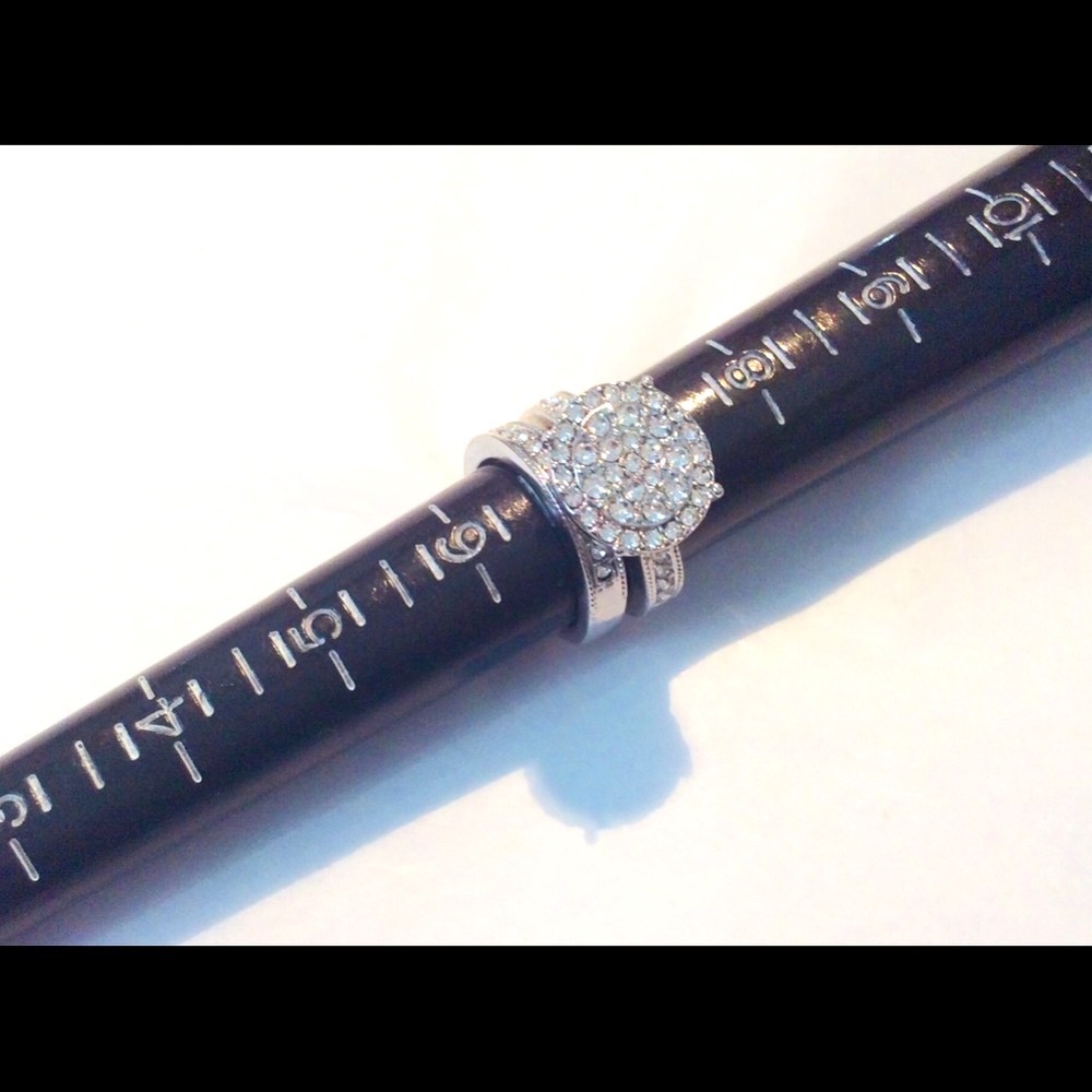 Wedding engagement ring set .925 silver size 7